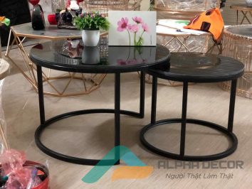 Bàn trà tròn đôi mặt kính – BT10
