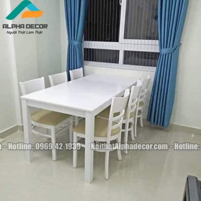 Bộ bàn ăn cabin 6 ghế màu trắng - BA14 - Nội thất ALPHA | Tổng kho ...