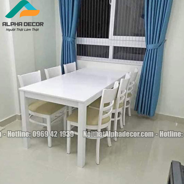 Tổng hợp các bộ bàn ăn 6 ghế màu trắng chất liệu và thiết kế đa dạng
